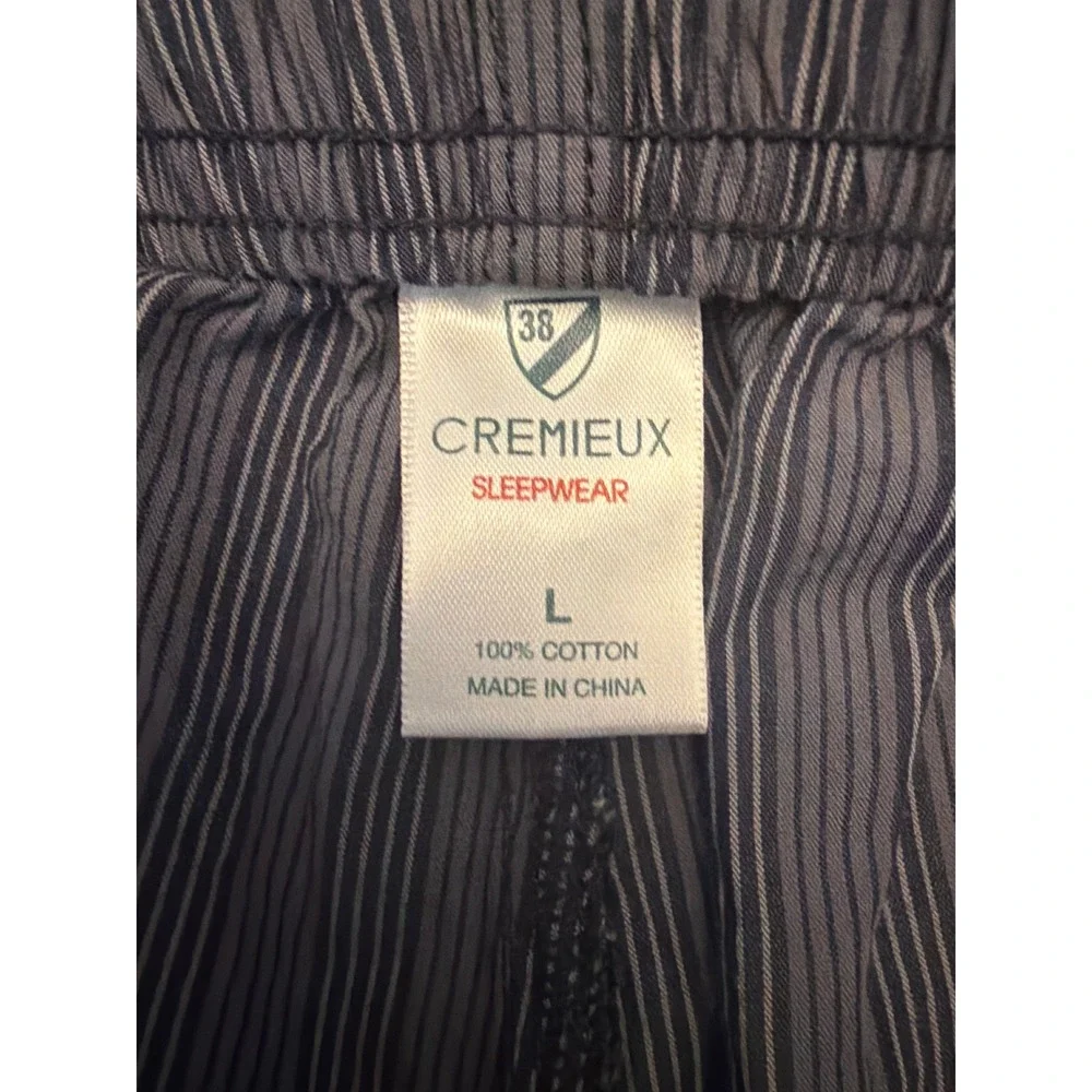 Cremieux Pajama Pants Blue Striped Sleepwear Cotton Drawstring Straight Leg L